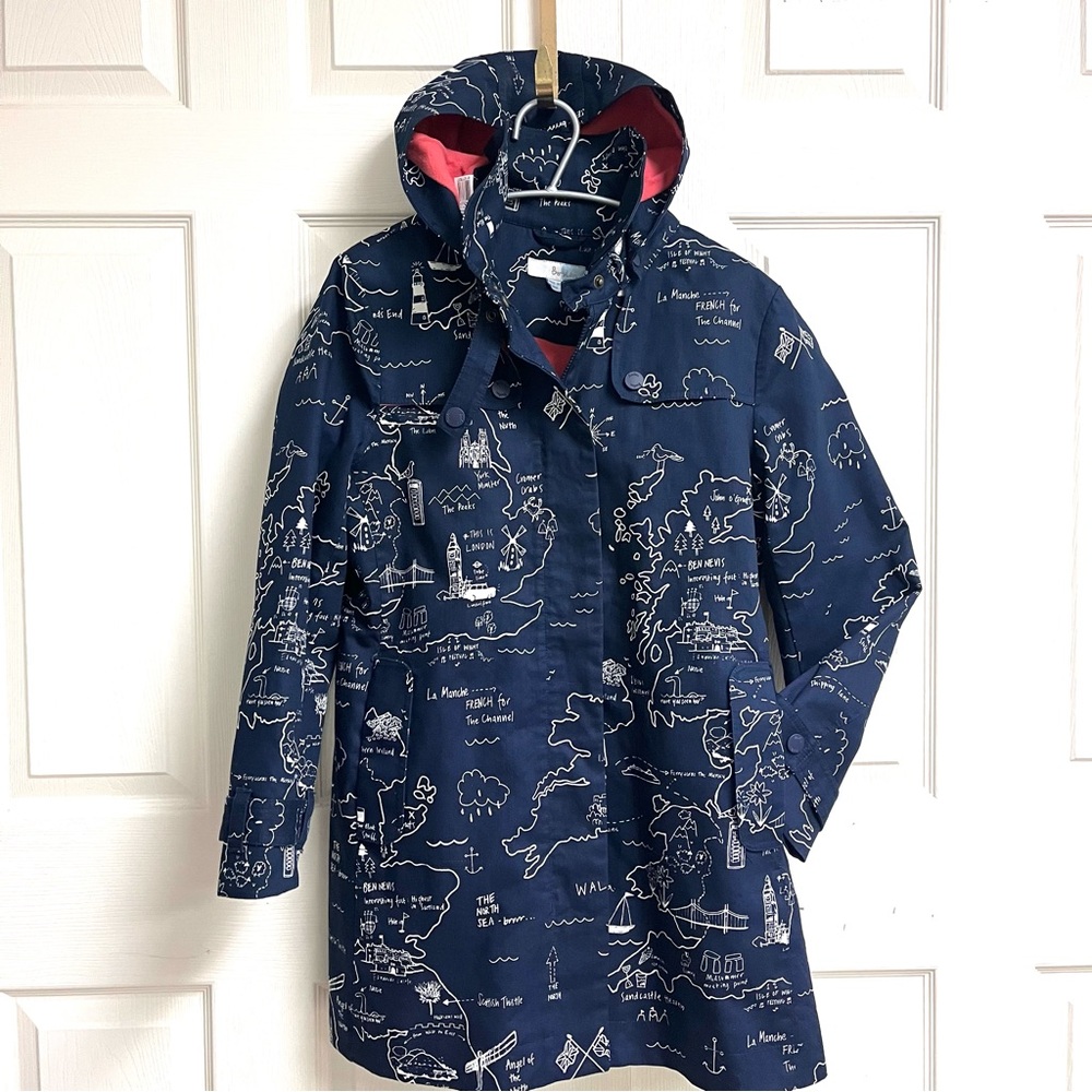 Boden Navy and Coral Map Print Jacket - Picture 10 of 11
